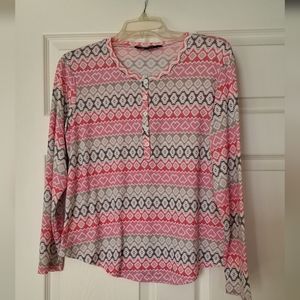 Follow Me, Large, Women's Aztec Design Long Sleeve Top